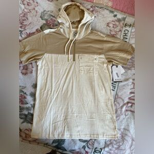 Akademiks Beige and Cream Hooded Shirt